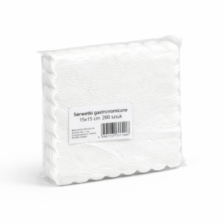 Serwetki gastronomiczne 15×15 cm białe ząbkowane – 200 sztuk