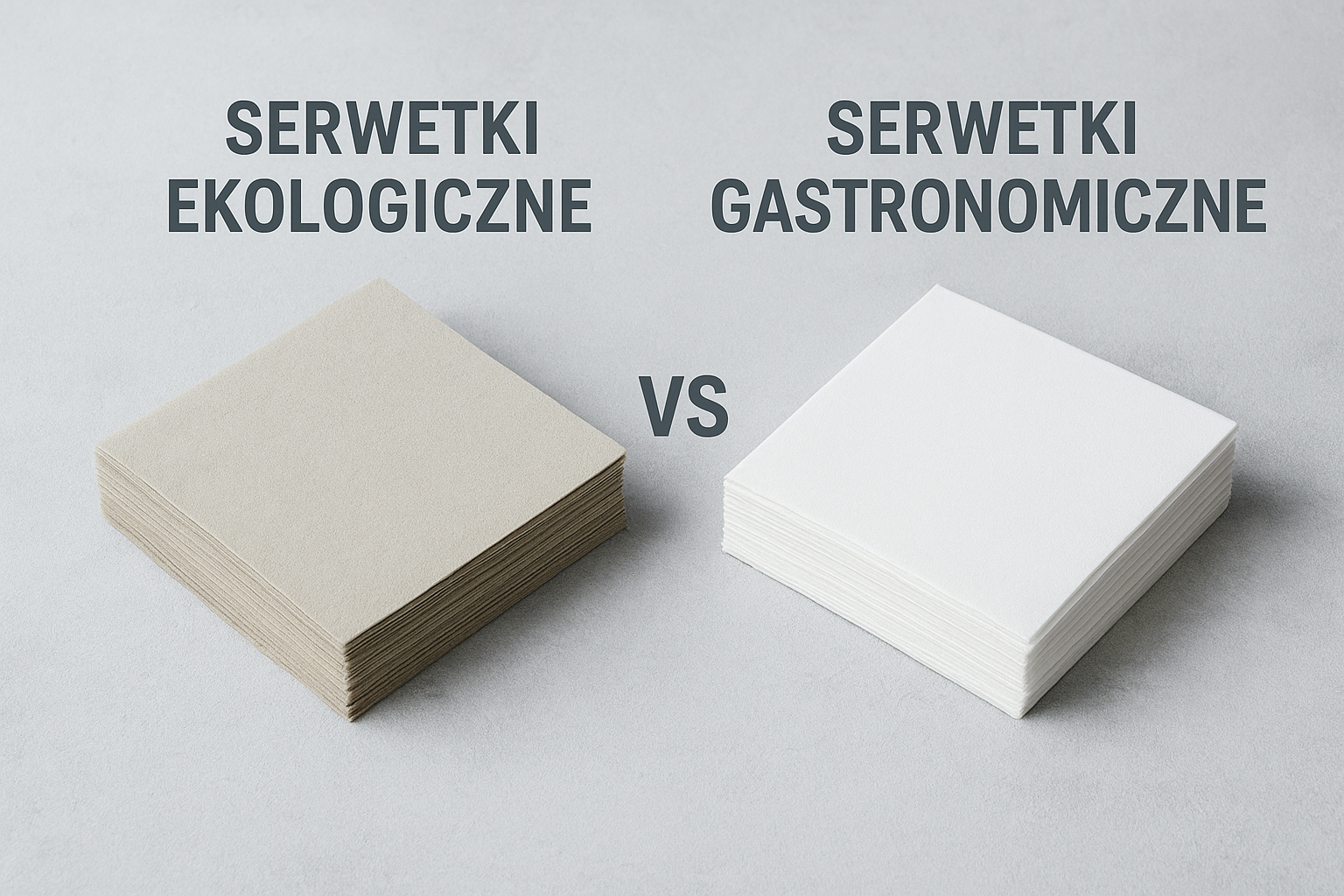 Serwetki ekologiczne z makulatury obok białych serwetek gastronomicznych — porównanie