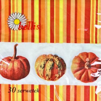 Serwetki papierowe z nadrukiem dyni – 30 szt., 3-warstwowe, 33x33 cm-a