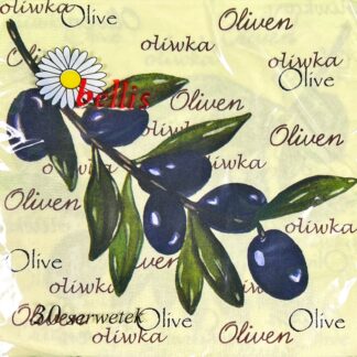 Serwetki papierowe z nadrukiem gałązki oliwnej – 30-szt, 3-warstwowe, 33x33 cm-a