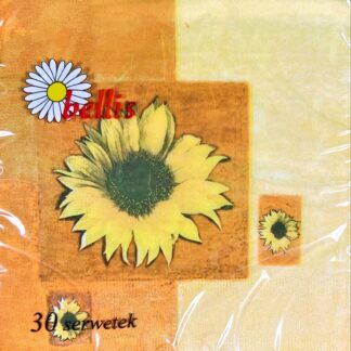 Serwetki papierowe z nadrukiem słoneczników – 30-szt, 3-warstwowe, 33x33 cm-a