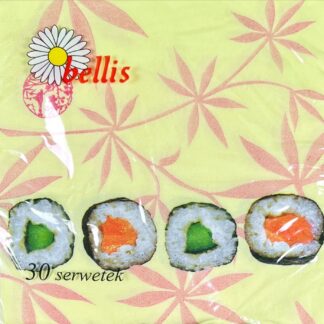Serwetki papierowe z nadrukiem sushi – 30-szt, 3-warstwowe, 33x33 cm