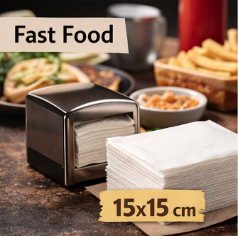 Serwetki papierowe do fast foodu – dyspenser i małe serwetki
