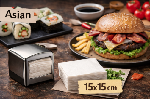 Serwetki papierowe do kuchni azjatyckiej – sushi i dyspenser